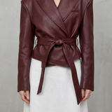 Mirella – Faux Leather Belted Blazer – Sculpted Modern Jacket