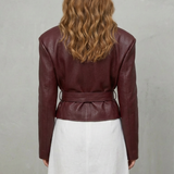 Mirella – Faux Leather Belted Blazer – Sculpted Modern Jacket