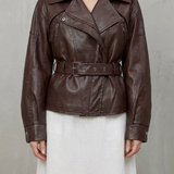 Mirella – Faux Leather Belted Blazer – Sculpted Modern Jacket