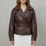 Mirella – Faux Leather Belted Blazer – Sculpted Modern Jacket