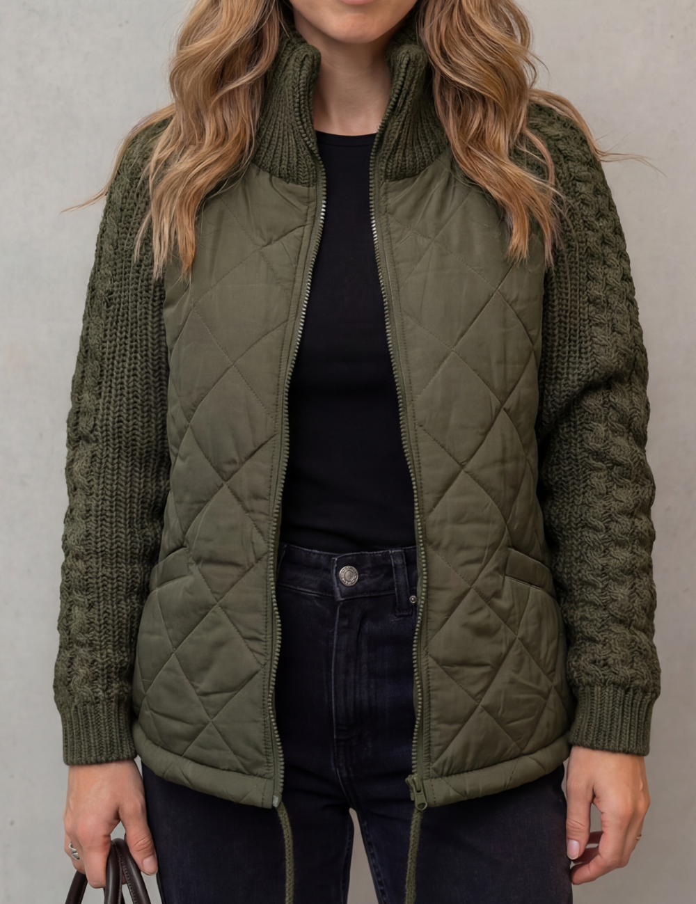 Norcetta – Textured knit detail – Quilted puffer jacket