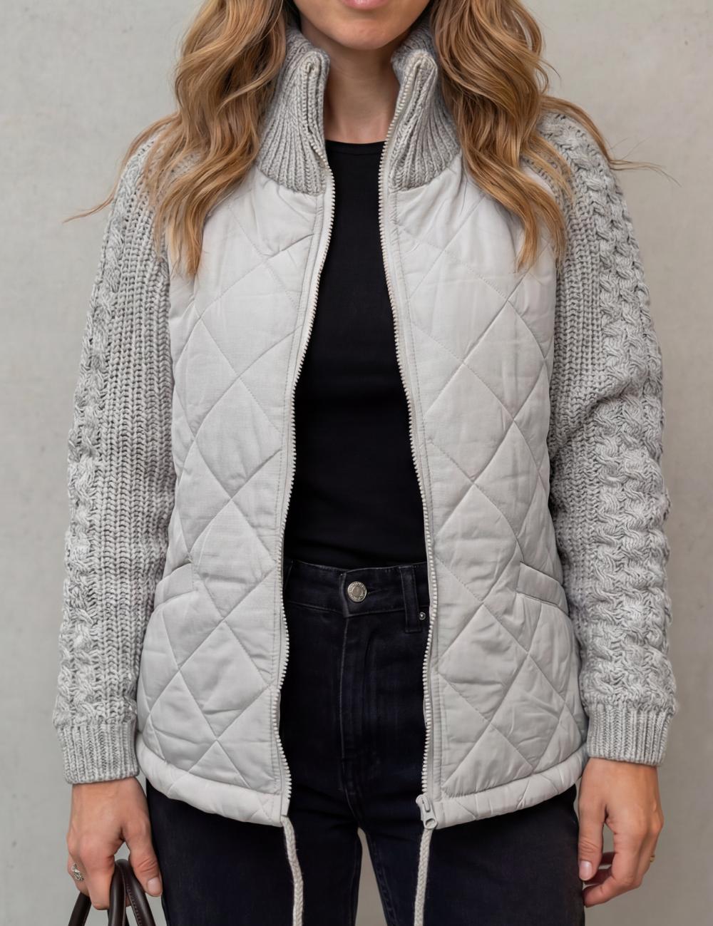 Norcetta – Textured knit detail – Quilted puffer jacket