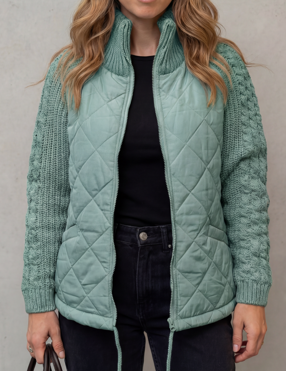 Norcetta – Textured knit detail – Quilted puffer jacket