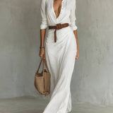 UNA | LAPEL-WRAP MAXI DRESS