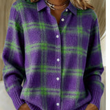 MARILOU™ - SOFT HOODIE BLOUSE WITH CHECK PATTERN