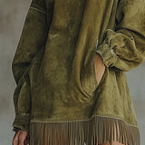 Sheril | Suede Fringe Dress