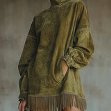Sheril | Suede Fringe Dress