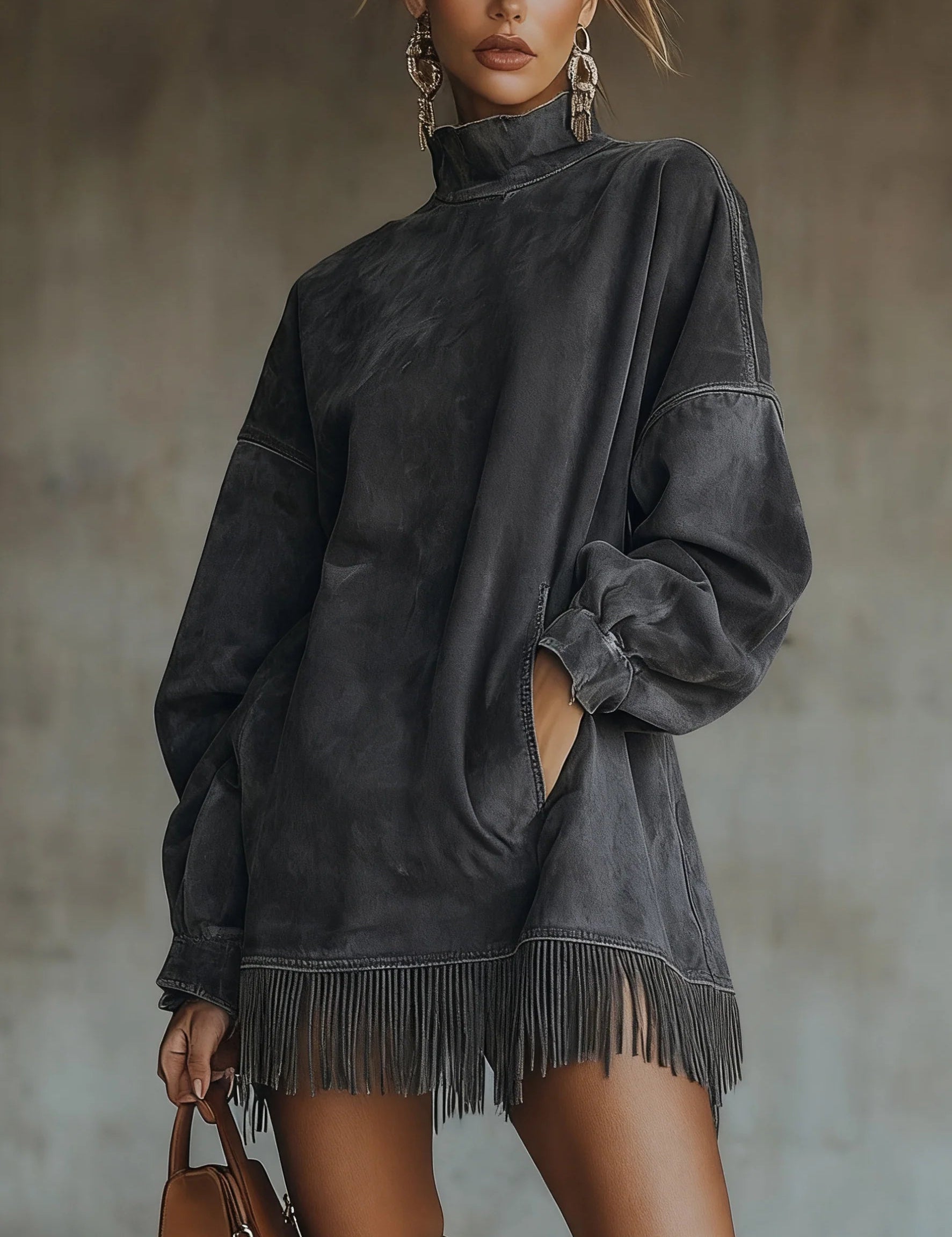 Sheril | Suede Fringe Dress