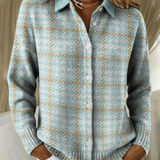 TARENA™ - CHECKED HOODIE BLOUSE WITH SAND-COLORED ACCENTS
