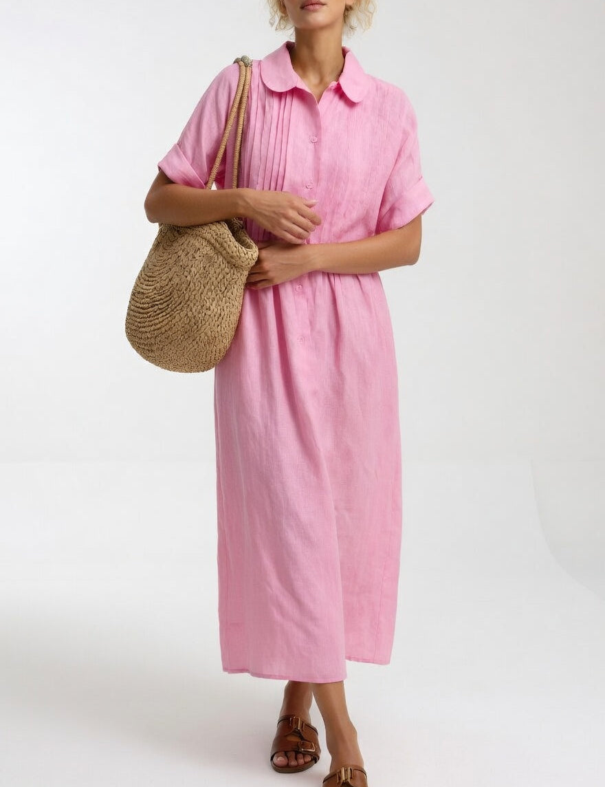 Lysandra™ — Long Cotton Shirt Dress