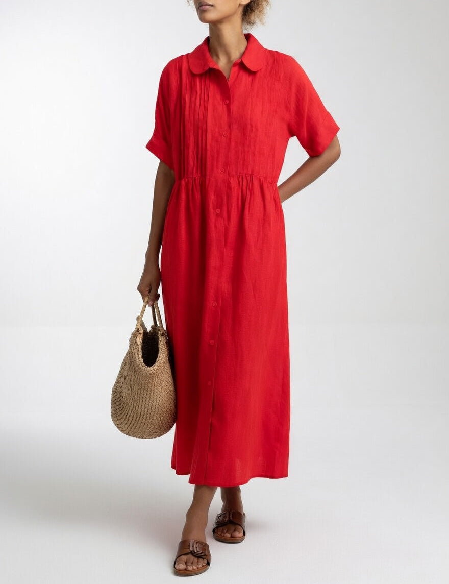Lysandra™ — Long Cotton Shirt Dress