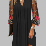 Julia – Embroidered Sleeve Midi Dress