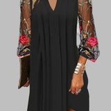 Julia – Embroidered Sleeve Midi Dress
