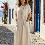 Elowyn | Round Neck Short Sleeve Pocket Maxi Dress