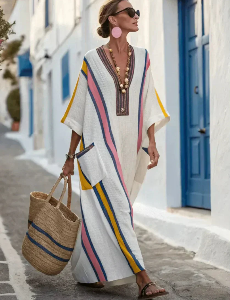 Noemi | V Neck Half Sleeve Pocket Maxi Dress