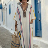 Noemi | V Neck Half Sleeve Pocket Maxi Dress