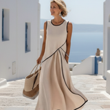 Soleia | Sleeveless Round Neck Draped Maxi Dress