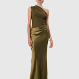 ALEIDA | ONE-SHOULDER SATIN MAXI DRESS