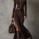 MARIEL | TAILORED SUEDE-LOOK DRESS