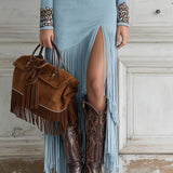Beatrice | Western Faux Suede Fringe Dress