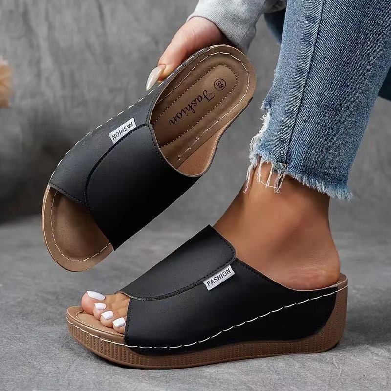 Slip-On Wedge Sandals with Open Toe for Women