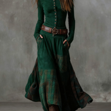 LEONE | VINTAGE LONG SUEDE CHECKERED DRESS (INCLUDES BELT)