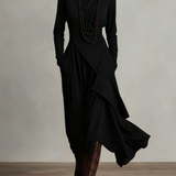 Irene | High-neck Asymmetrical Pleated Dress