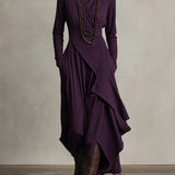 Irene | High-neck Asymmetrical Pleated Dress