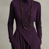 Irene | High-neck Asymmetrical Pleated Dress
