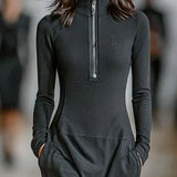 Luna™ | Turtleneck Zip-up Loose-fitting Casual Maxi Dress
