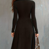 ZINNIA | ZIPPERED LONG SLEEVE DRESS WITH STRETCH FABRIC