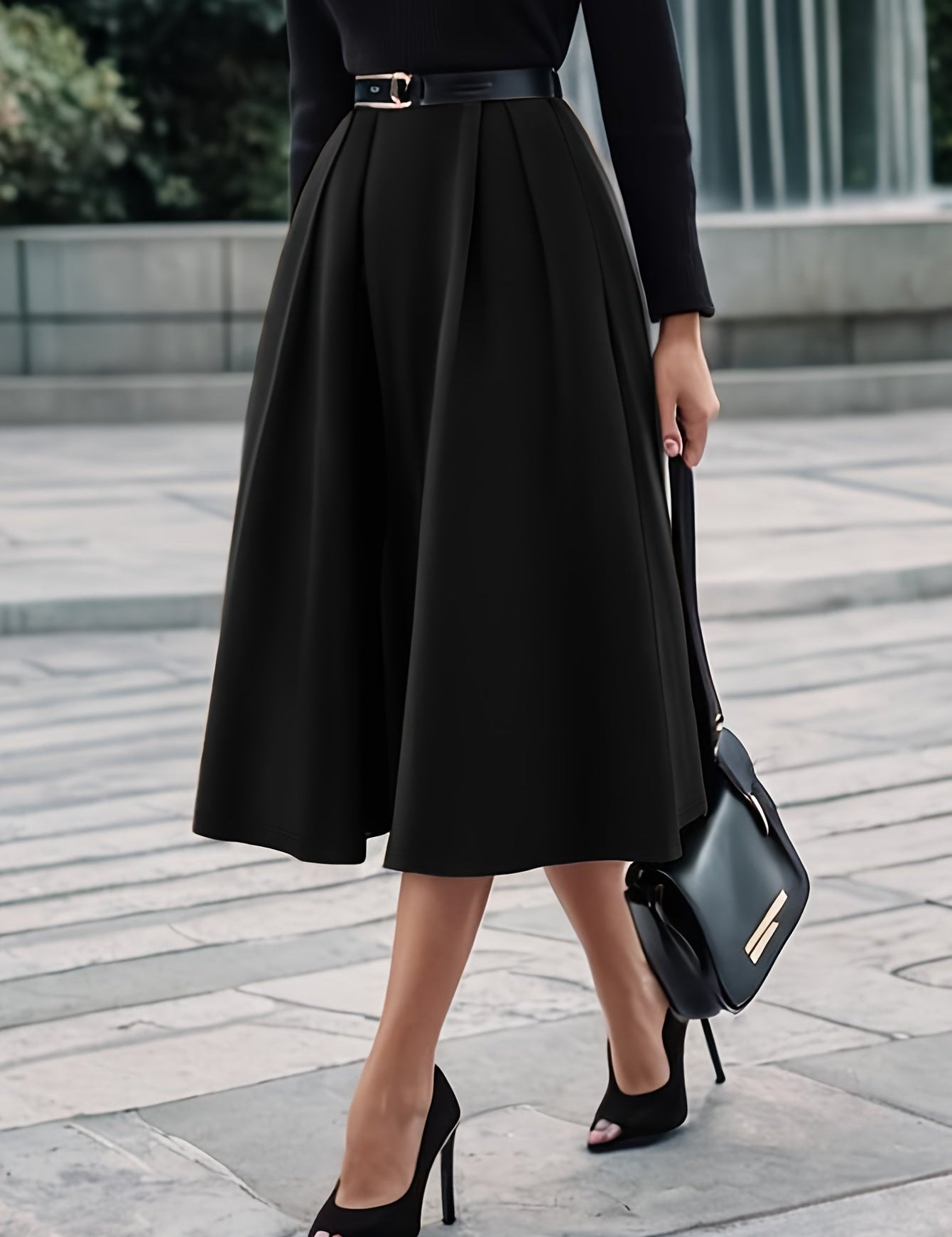 CELINE BLOOM | ELEGANT BELTED PENCIL SKIRT