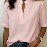 Élise — Elegant Short Sleeve V-Neck Blouse
