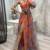 Orit™ | Asymmetrical One Sleeve Split Dress
