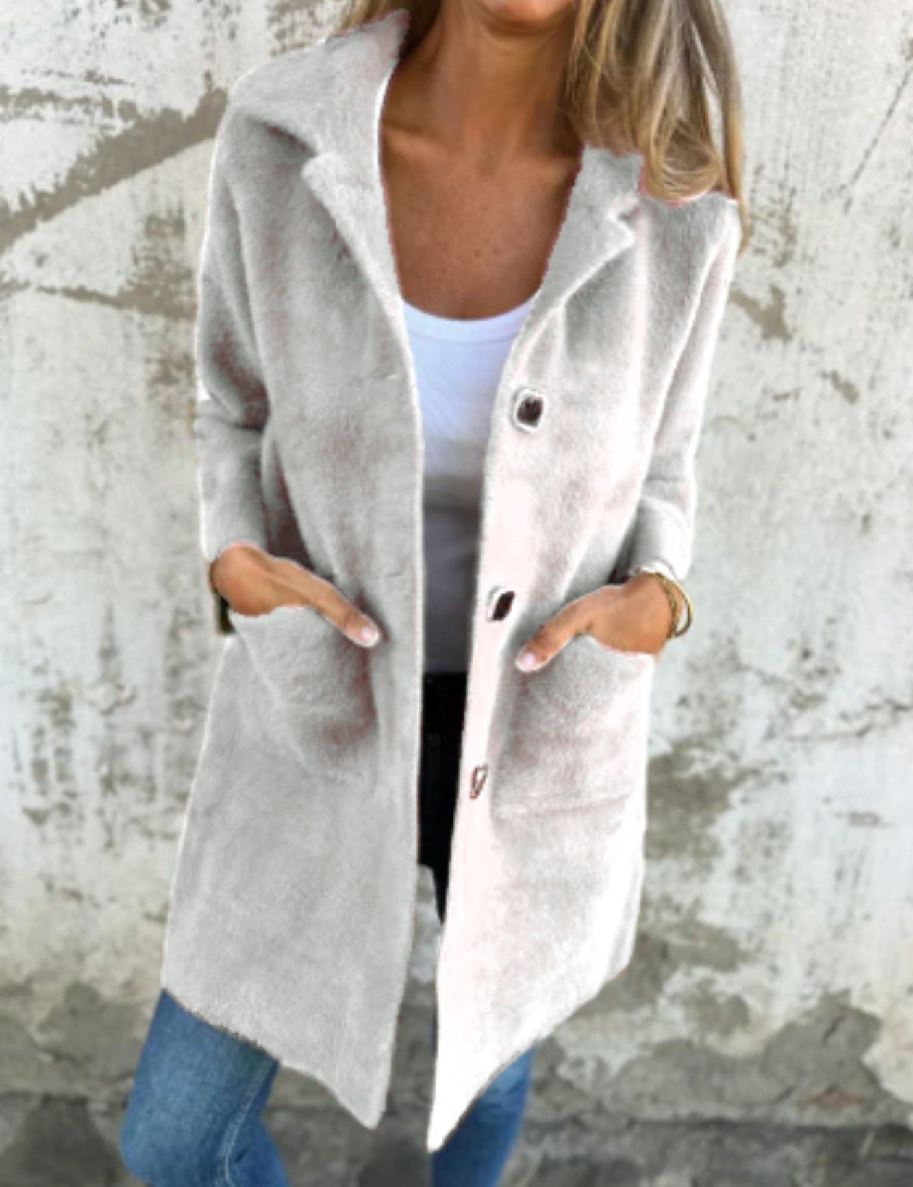 MORWENNA | LONG SLEEVE BUTTON COAT WITH POCKETS