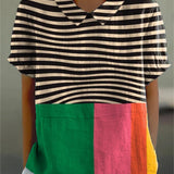Eva | Bold Stripes and Color Block Shirt