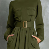 IVEY | OLIVE GREEN A-LINE DRESS