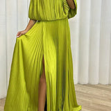 ARABELLA | ELEGANT PLEATED MAXI DRESS