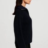 FFION | WAFFLE-KNITIP-COLLAR SWEATER