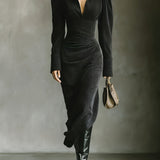 OFELIA | ELEGANT V-NECK LONG SLEEVE MAXI DRESS