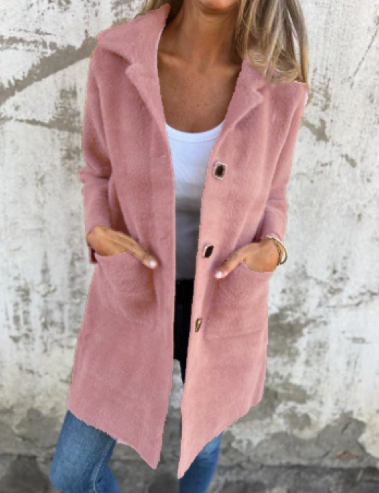 MORWENNA | LONG SLEEVE BUTTON COAT WITH POCKETS