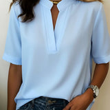 Élise — Elegant Short Sleeve V-Neck Blouse