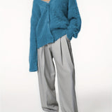 SERIAVI | V-NECK LIGHT GRAY CARDIGAN