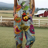 Vintage Colourful Bird Dungarees