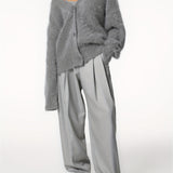 SERIAVI | V-NECK LIGHT GRAY CARDIGAN