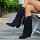 VESPA | BLACK FRINGE STUDDED WESTERN COWBOY BOOTS