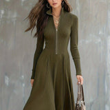 ZINNIA | ZIPPERED LONG SLEEVE DRESS WITH STRETCH FABRIC