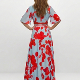 Corinne | V Neck Short Sleeve Floral Maxi Dress
