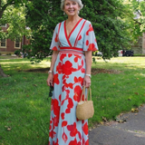 Corinne | V Neck Short Sleeve Floral Maxi Dress