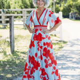 Corinne | V Neck Short Sleeve Floral Maxi Dress